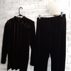 Vintage K.C. Spencer New York 2pc Velour Set Mandarin Collar sz 10P